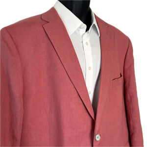 Ralph Lauren LRL 100% Linen Sport Coat Men 50R Coral Black Label 2 Button Blazer